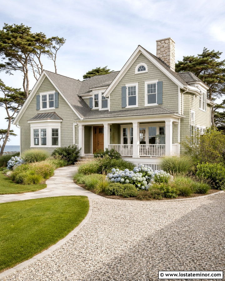 Olive Green House With Cool Gray Coastal Roof - 30 Olive Green House Design With Roof Ideas
