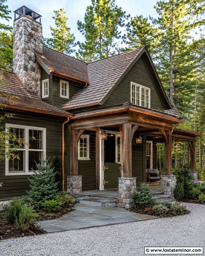 Olive Green House With Copper Dutch Door Hardware - 30 Olive Green House Design With Dutch Door Ideas
