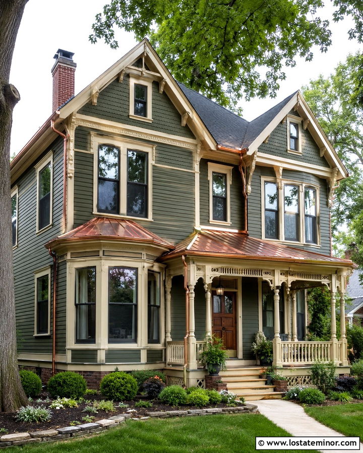 Olive Green House With Copper Trim - 30 Olive Green House Design With Trim Ideas