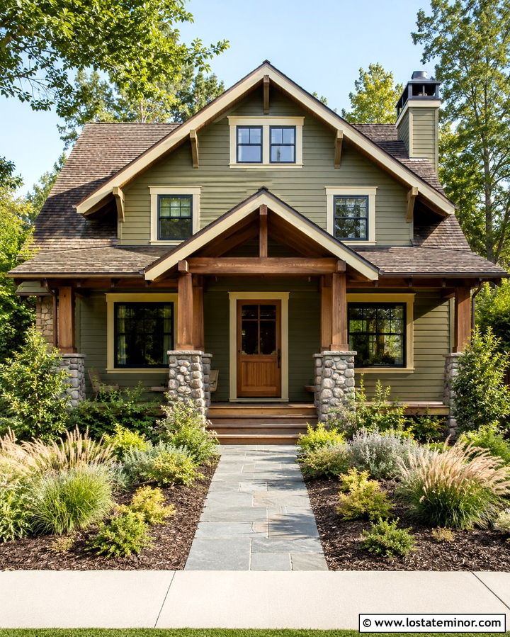 Olive Green House With Craftsman Screen Door - 30 Olive Green House Design With Screen Door Ideas