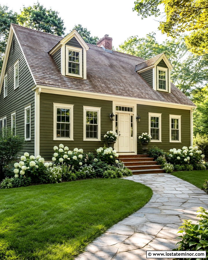 Olive Green House With Cream Front Door - 30 Olive Green House Design With Front Door Ideas