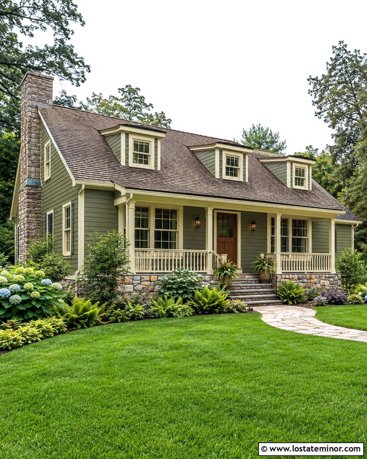 Olive Green House With Cream Railings - 30 Olive Green House Design With Railings Ideas