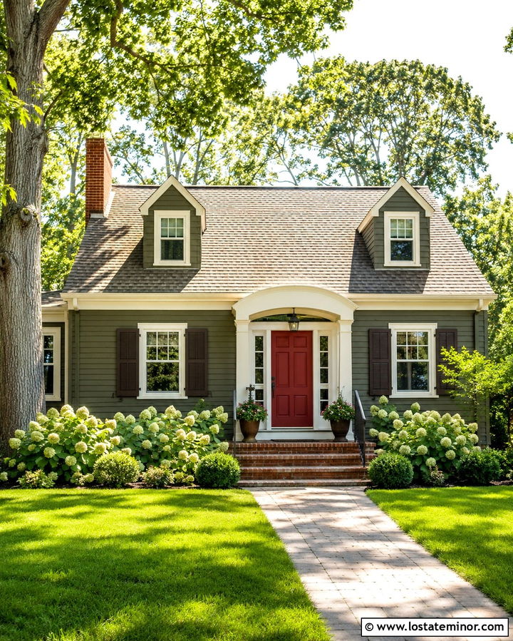 Olive Green House With Cream Trim - 30 Olive Green House Design With Trim Ideas