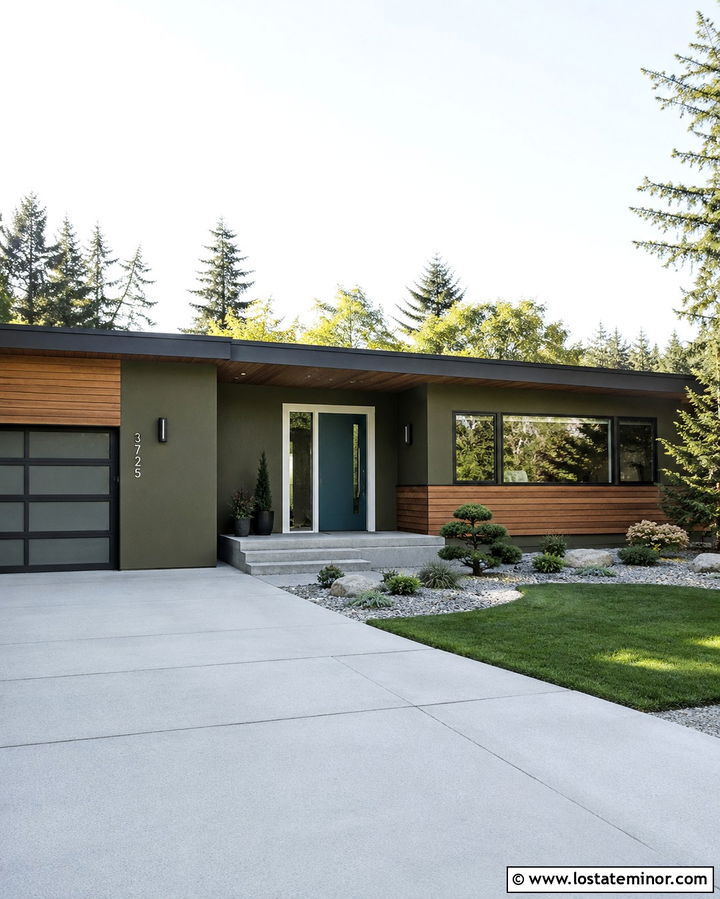 Olive Green House With Deep Teal Entry Door - 30 Olive Green House Design With Entry Door Ideas