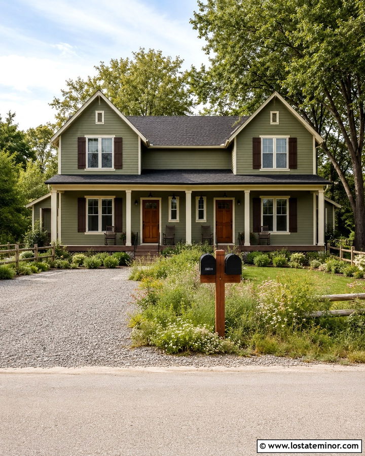 Olive Green House With Double Mailbox Post - 30 Olive Green House Design With Mailbox Ideas