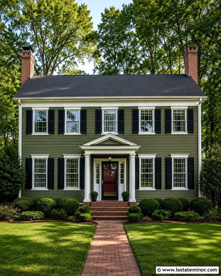 Olive Green House With Full Glass Storm Door - 30 Olive Green House Design With Storm Door Ideas