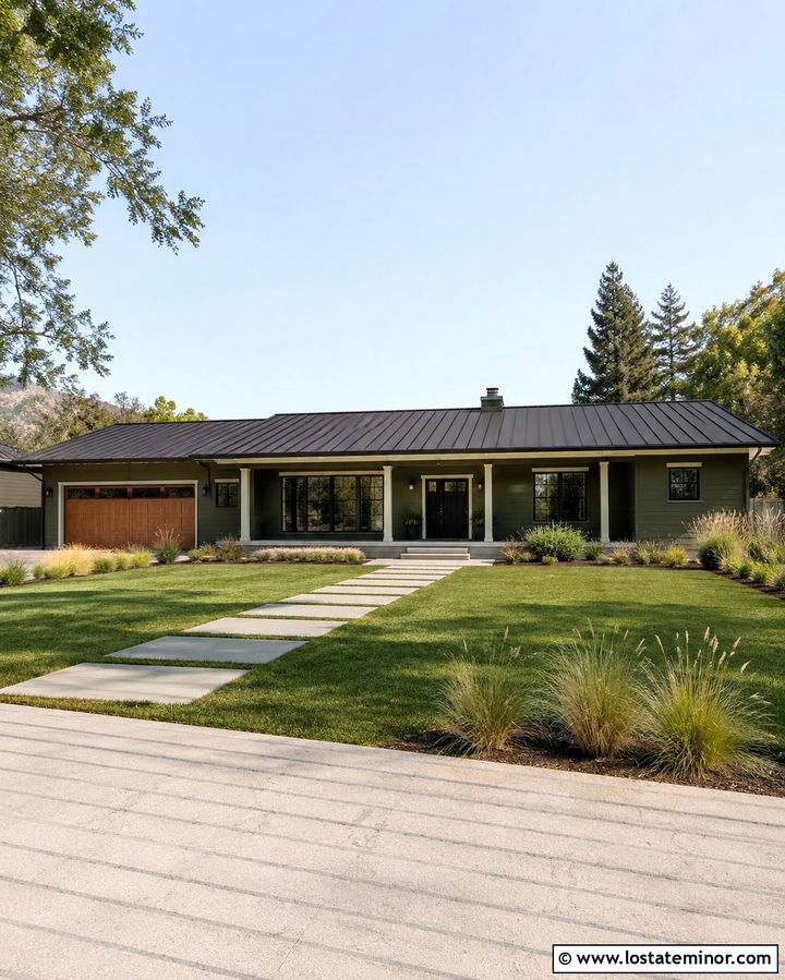 Olive Green House With Gray Green Porch Ceiling - 30 Olive Green House Design With Porch Ceiling Ideas