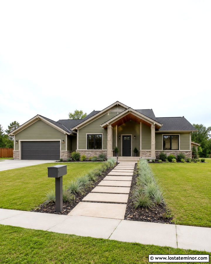 Olive Green House With Gray Mailbox - 30 Olive Green House Design With Mailbox Ideas
