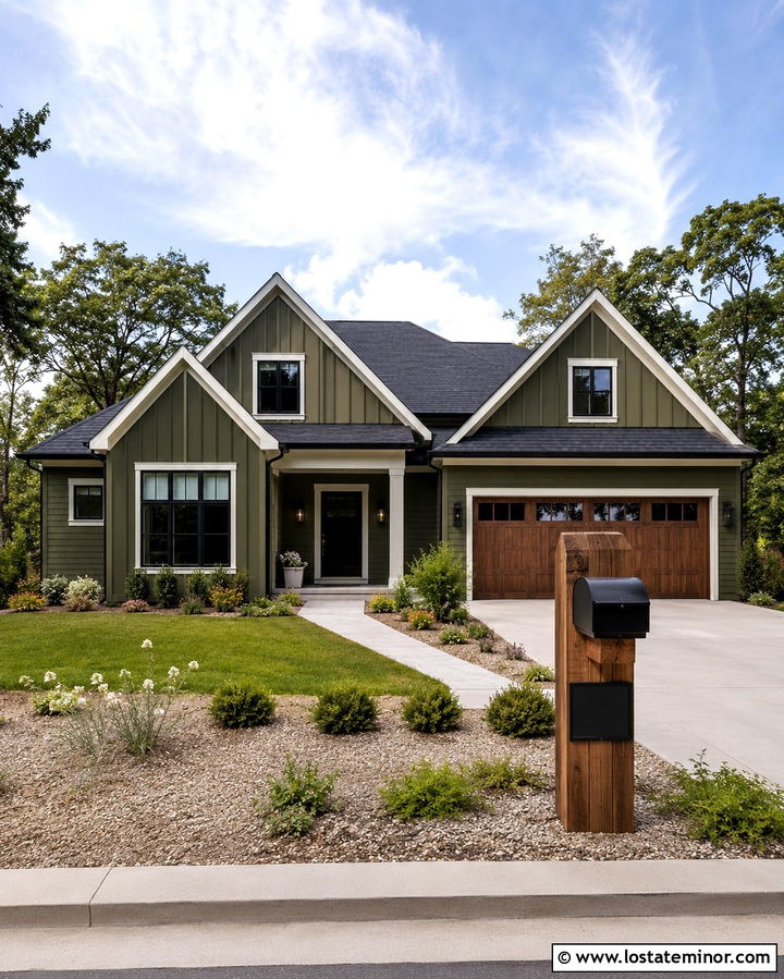 Olive Green House With Mailbox And House Numbers - 30 Olive Green House Design With Mailbox Ideas