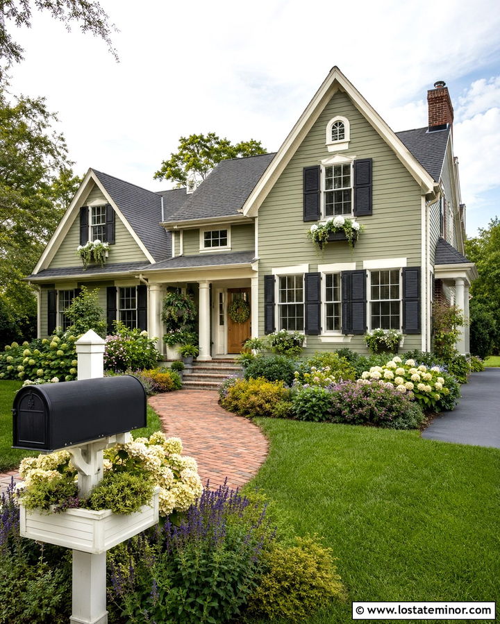 Olive Green House With Mailbox Planter - 30 Olive Green House Design With Mailbox Ideas