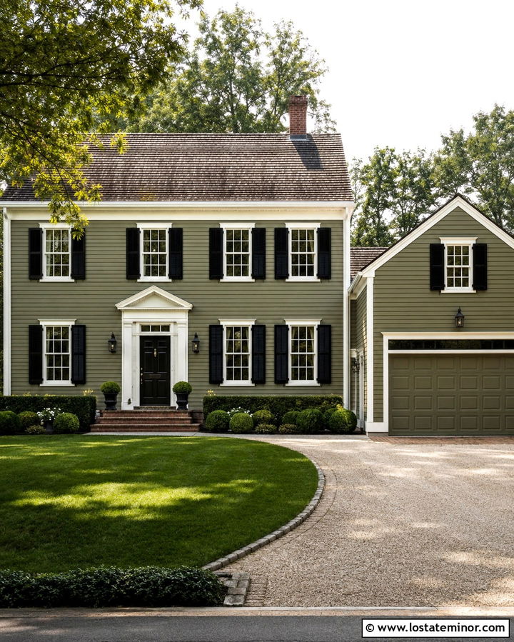 Olive Green House With Matching Garage Door - 30 Olive Green House Design With Garage Door Ideas