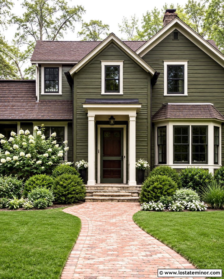 Olive Green House With Matching Screen Door - 30 Olive Green House Design With Screen Door Ideas