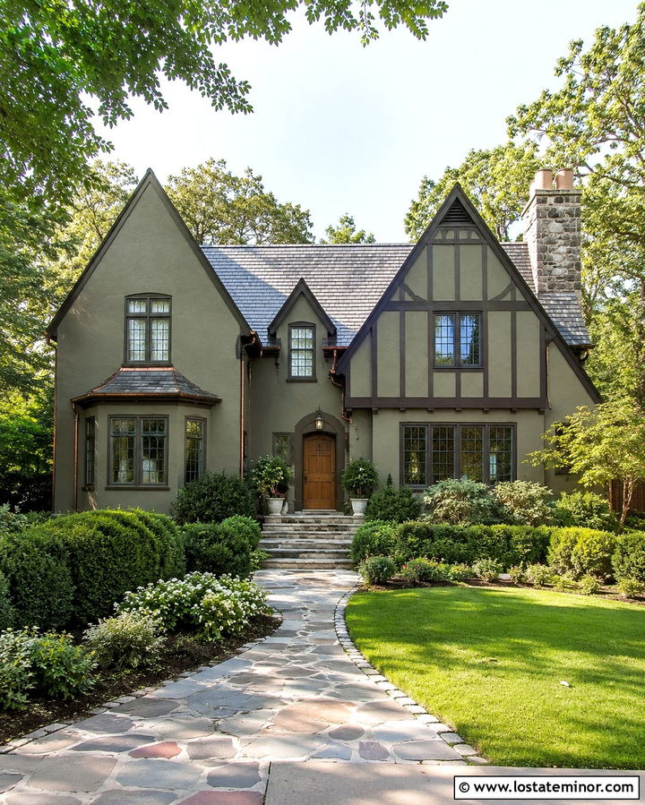 Olive Green House With Natural Slate Roof - 30 Olive Green House Design With Roof Ideas