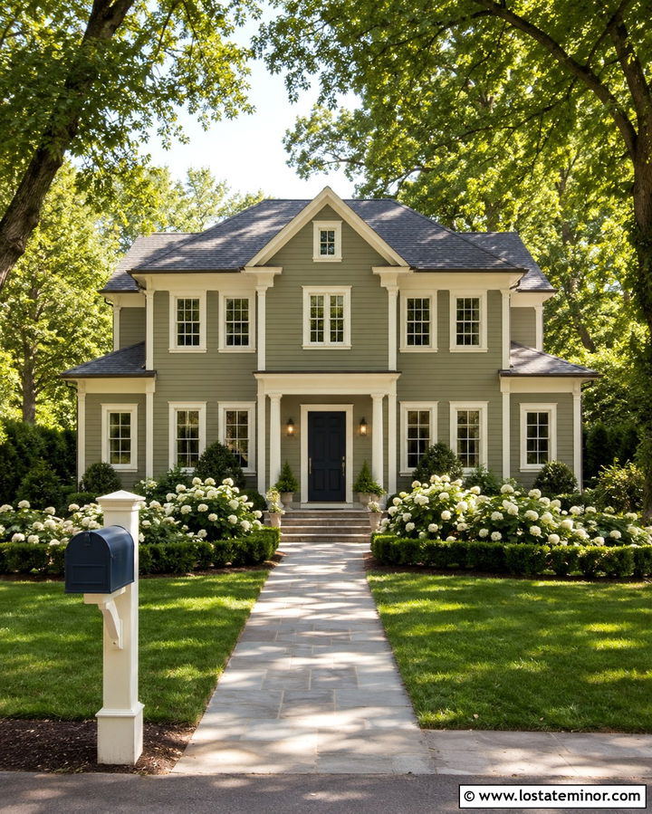 Olive Green House With Navy Mailbox - 30 Olive Green House Design With Mailbox Ideas