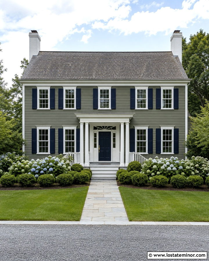 Olive Green House With Navy Trim - 30 Olive Green House Design With Trim Ideas