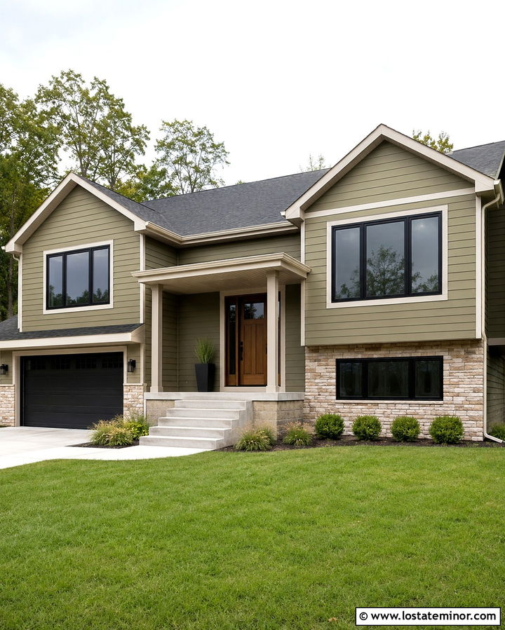 Olive Green House With Pale Gray Porch Ceiling - 30 Olive Green House Design With Porch Ceiling Ideas