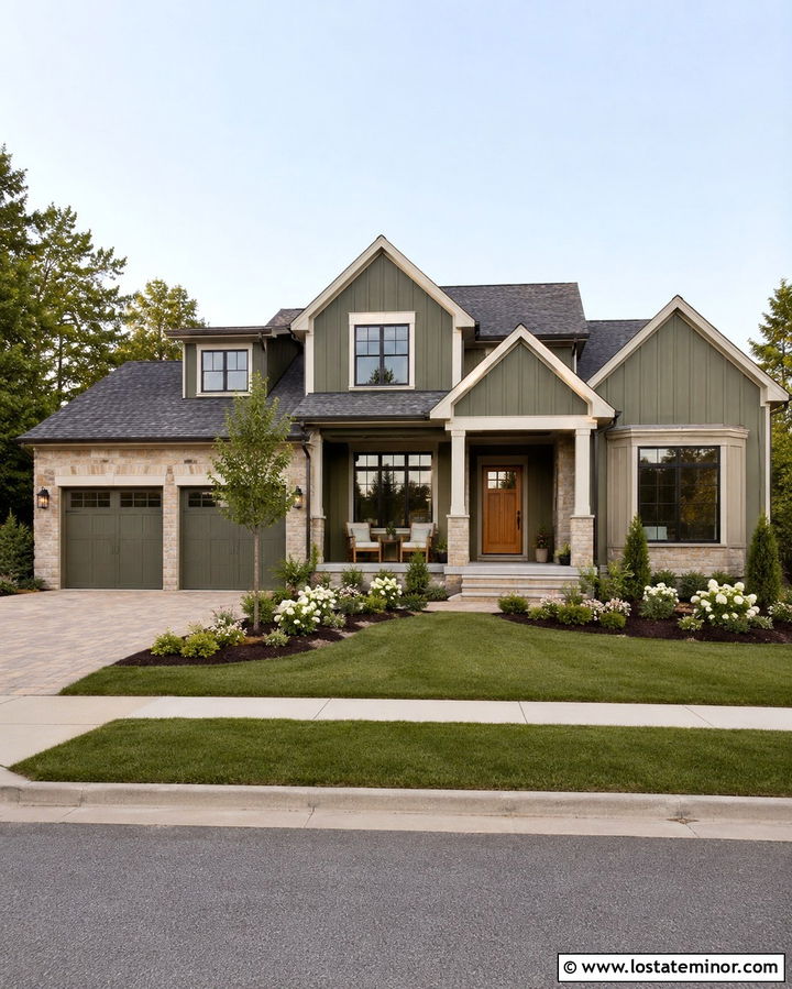 Olive Green House With Pewter Gray Shingles - 30 Olive Green House Design With Shingles Ideas