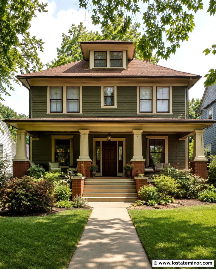 Olive Green House With Red Brown Shingles - 30 Olive Green House Design With Shingles Ideas