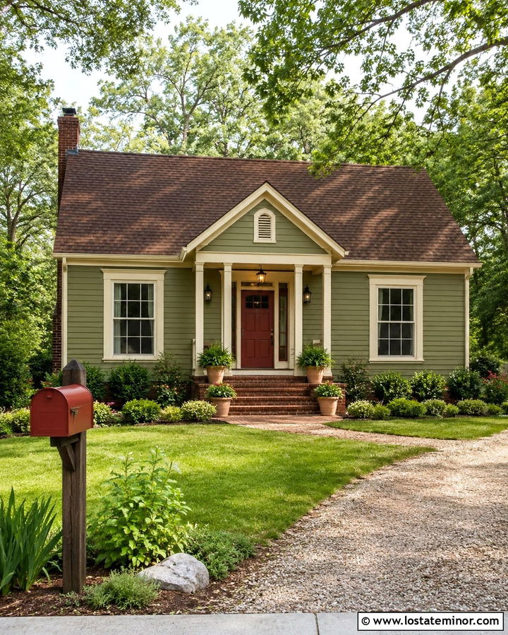 Olive Green House With Red Mailbox - 30 Olive Green House Design With Mailbox Ideas
