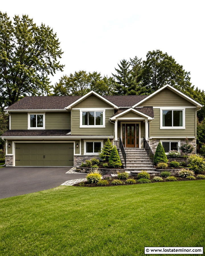 Olive Green House With Stone Coated Steel Roof - 30 Olive Green House Design With Roof Ideas