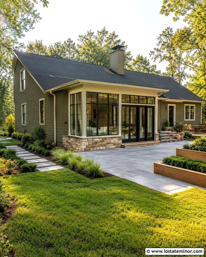 Olive Green House With Sunroom And Patio - 30 Olive Green House Design With Sunroom Ideas