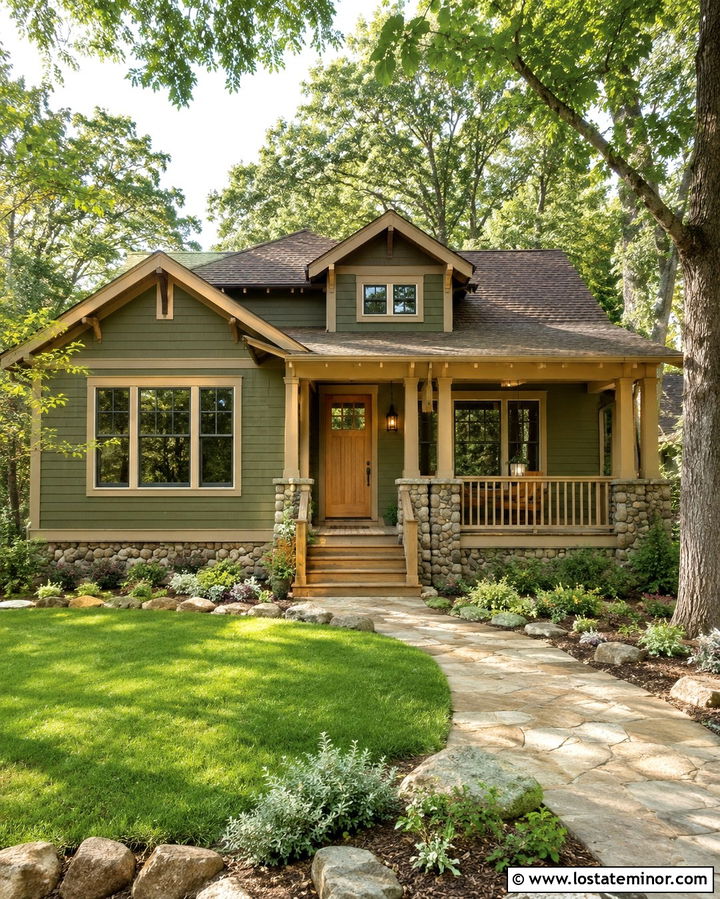 Olive Green House With Tan Trim - 30 Olive Green House Design With Trim Ideas