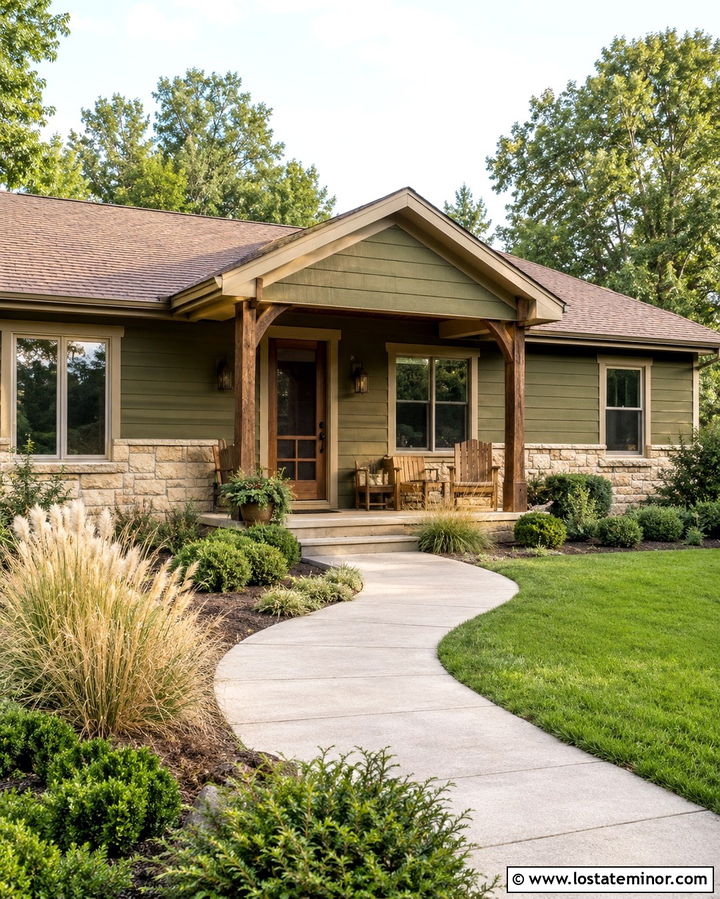 Olive Green House With Tan Trim - 30 Olive Green House Design With Screen Door Ideas