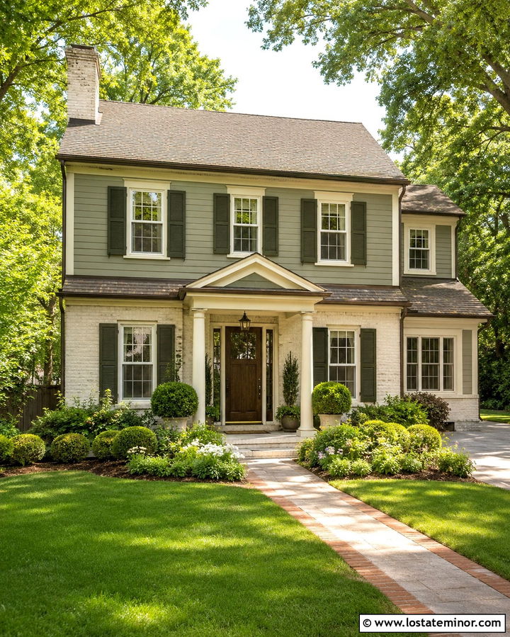 Olive Green House With Taupe Shingle Roof - 30 Olive Green House Design With Roof Ideas