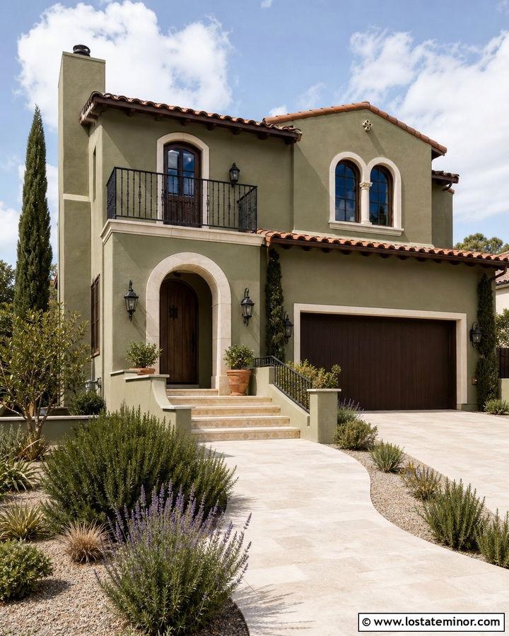 Olive Green House With Terracotta Roof - 30 Olive Green House Design With Accents Ideas