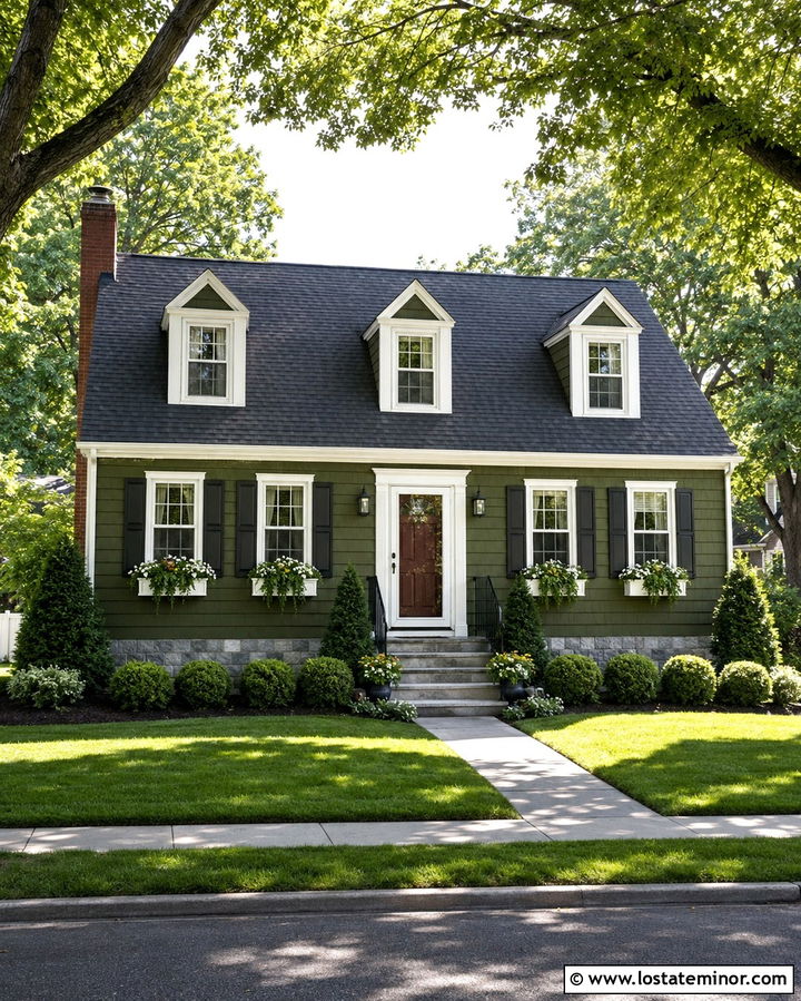 Olive Green House With White Storm Door - 30 Olive Green House Design With Storm Door Ideas