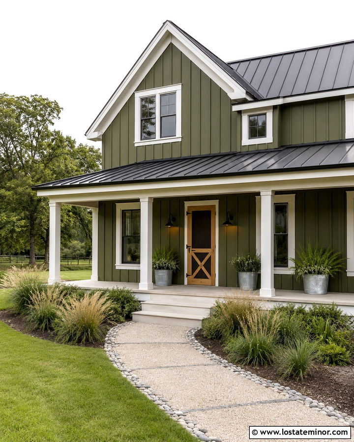 Olive Green House With X Brace Screen Door - 30 Olive Green House Design With Screen Door Ideas