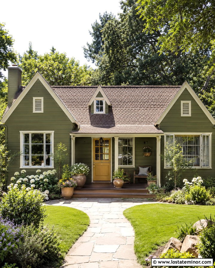 Olive Green House With Yellow Dutch Door - 30 Olive Green House Design With Dutch Door Ideas