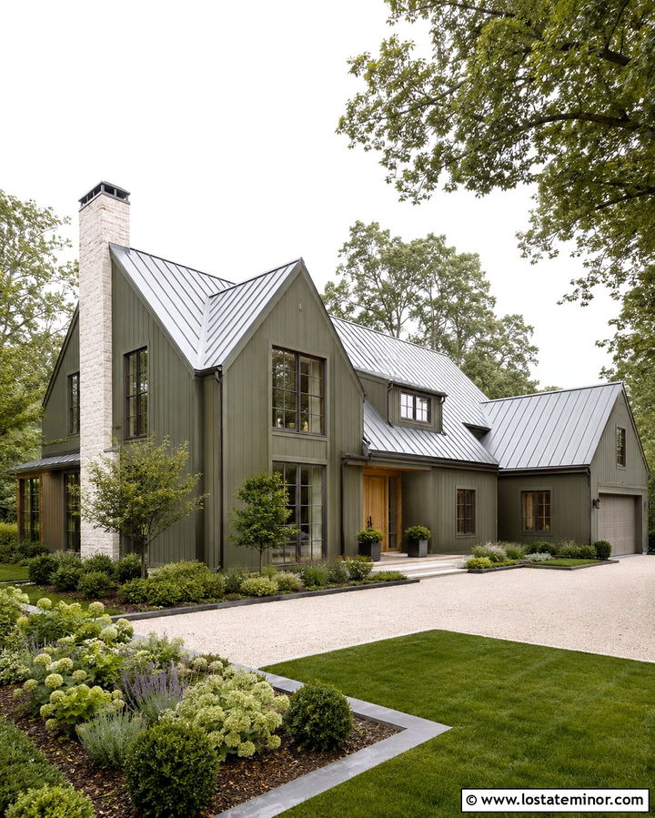 Olive Green House With Zinc Roof - 30 Olive Green House Design With Roof Ideas