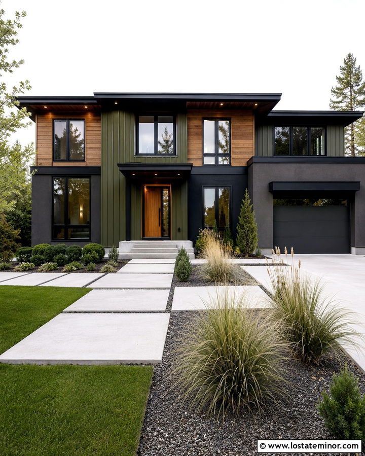 Olive Green Modern House With Storm Door - 30 Olive Green House Design With Storm Door Ideas