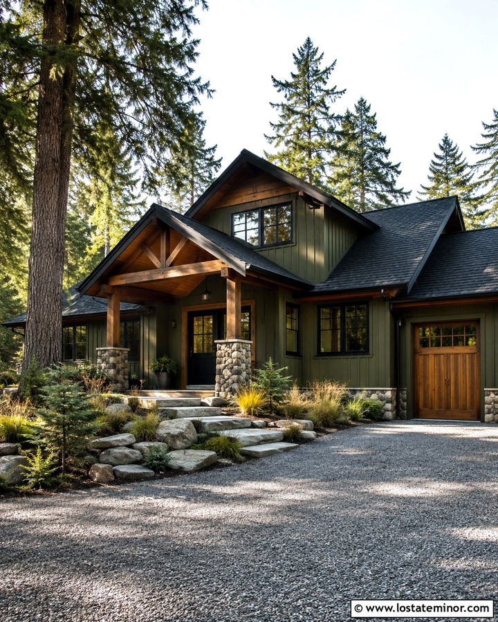 Olive Green Mountain House With Black Dutch Door - 30 Olive Green House Design With Dutch Door Ideas