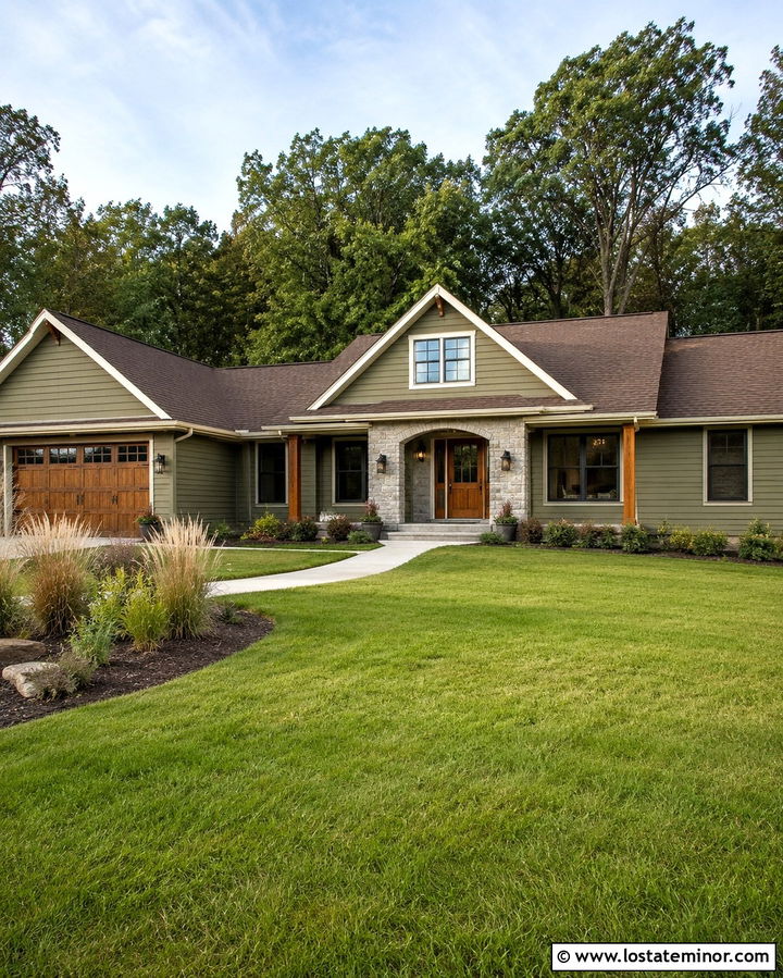 Olive Green Ranch House With A Dormer Addition - 30 Olive Green House Design With Dormers Ideas