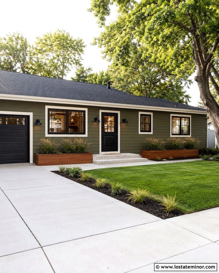 Olive Green Ranch House With Black Dutch Door - 30 Olive Green House Design With Dutch Door Ideas