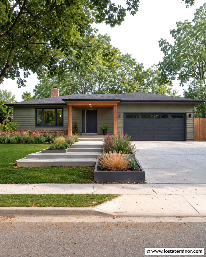 Olive Green Ranch House With Charcoal Window Frames - 30 Olive Green House Design With Window Frames Ideas