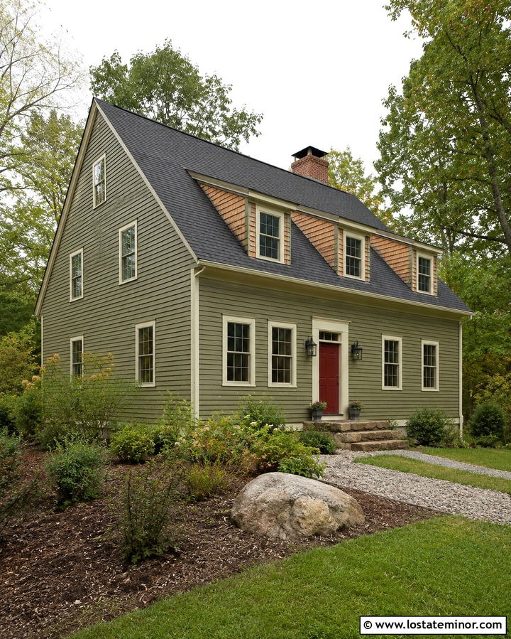 Olive Green Saltbox With Cedar Dormers - 30 Olive Green House Design With Dormers Ideas