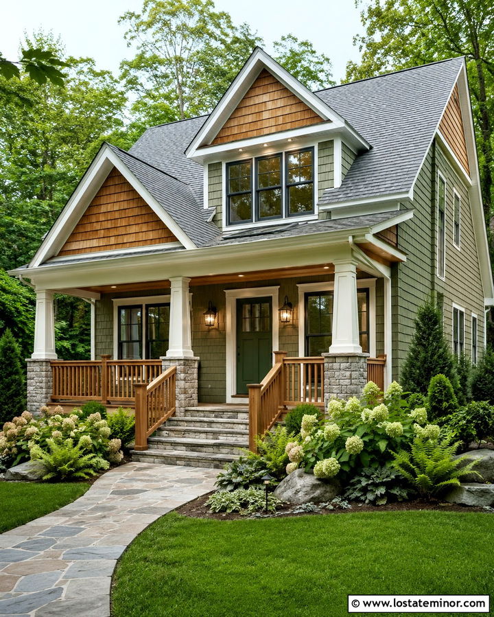 Olive Green Shingle House With Cedar Dormers - 30 Olive Green House Design With Dormers Ideas