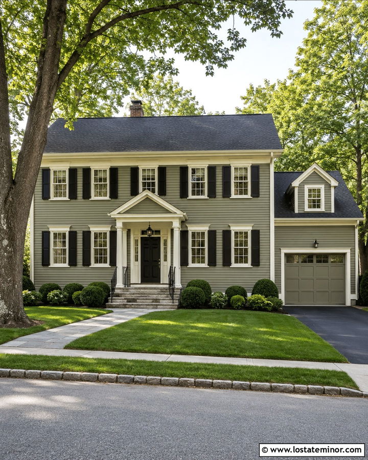 Olive Green Siding With Black Front Door - 30 Olive Green House Design With Siding Ideas
