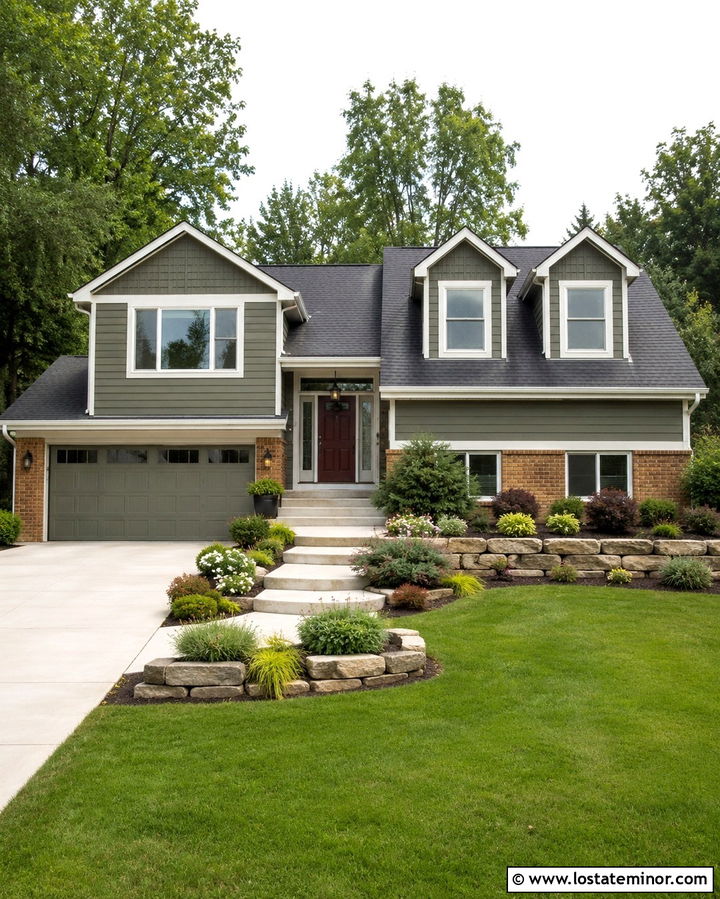 Olive Green Split Level With New Dormers - 30 Olive Green House Design With Dormers Ideas