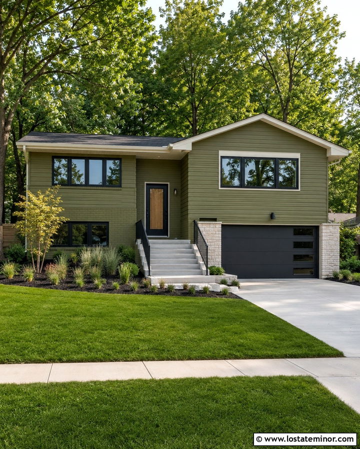 Olive Green Split Level With Storm Door - 30 Olive Green House Design With Storm Door Ideas