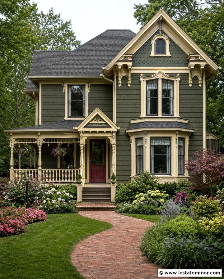 Olive Green Victorian With Burgundy Dutch Door - 30 Olive Green House Design With Dutch Door Ideas
