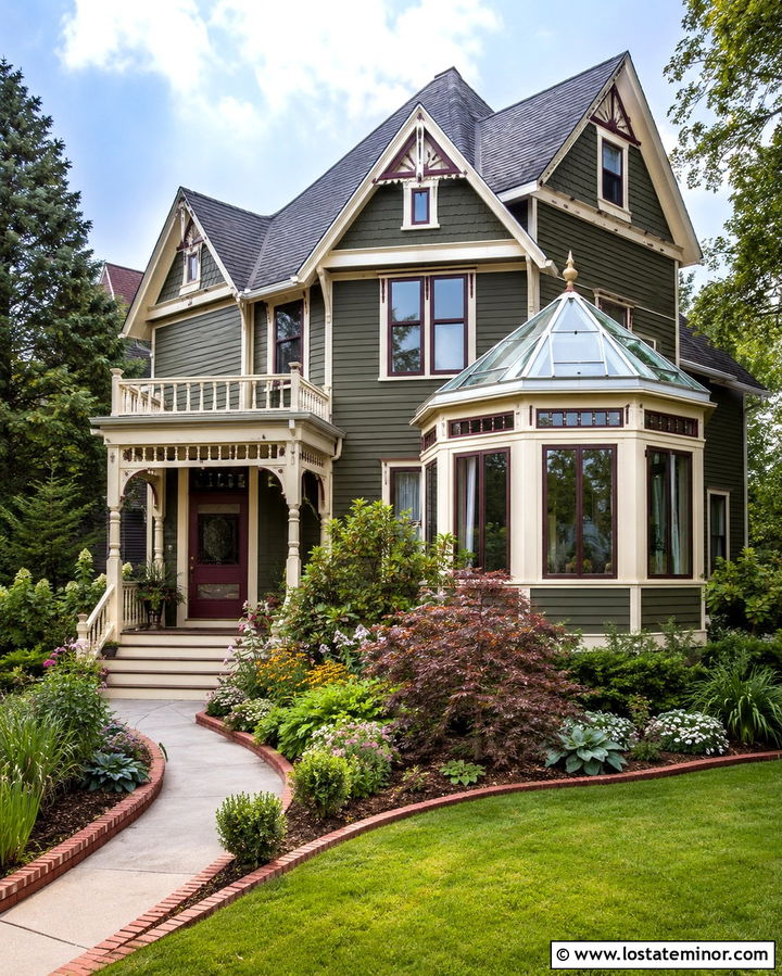 Olive Green Victorian With Conservatory Sunroom - 30 Olive Green House Design With Sunroom Ideas