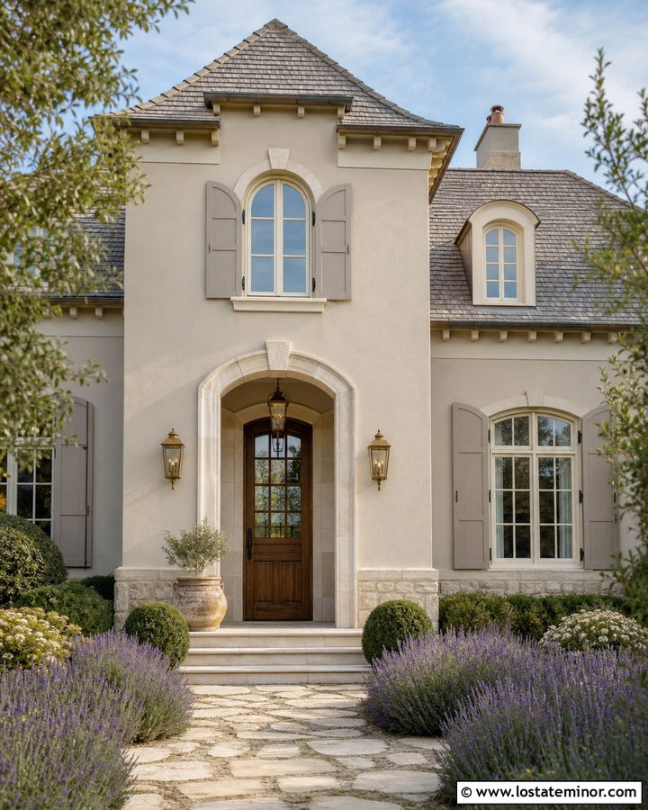 Pale Oak House With Antique Brass Lights - 30 Greige House Design With Light Fixtures Ideas