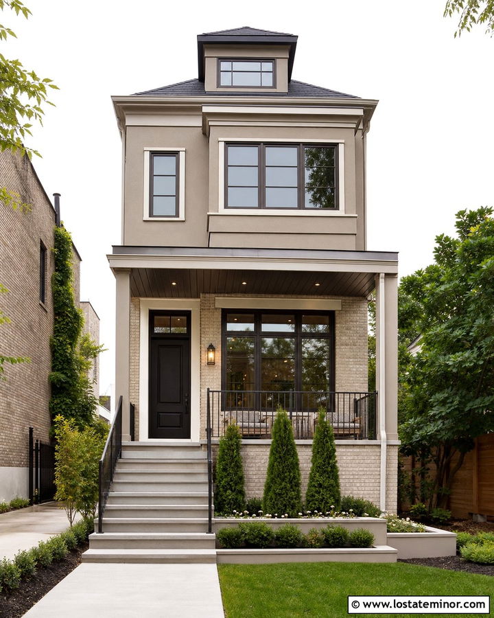 Pashmina Beige House With Bronze Porch Ceiling - 30 Beige House Design With Porch Ceiling Ideas