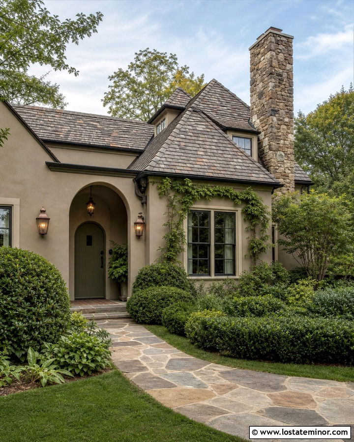 Pashmina House With Antique Copper Lights - 30 Greige House Design With Light Fixtures Ideas
