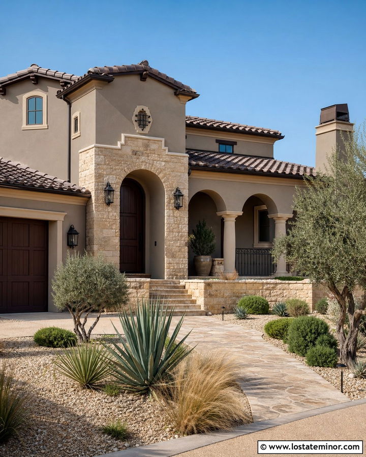 Pashmina House With Warm Sandstone - 30 Greige House Design With Stone Accents Ideas