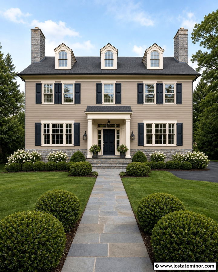 Pavilion Beige Traditional House With Bluestone - 30 Beige House Design With Stone Accents Ideas